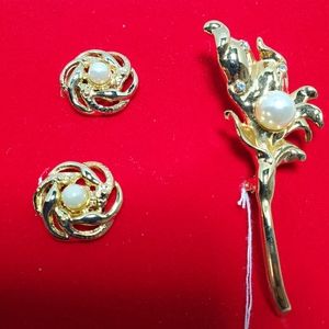 Gold pin and clip ear set